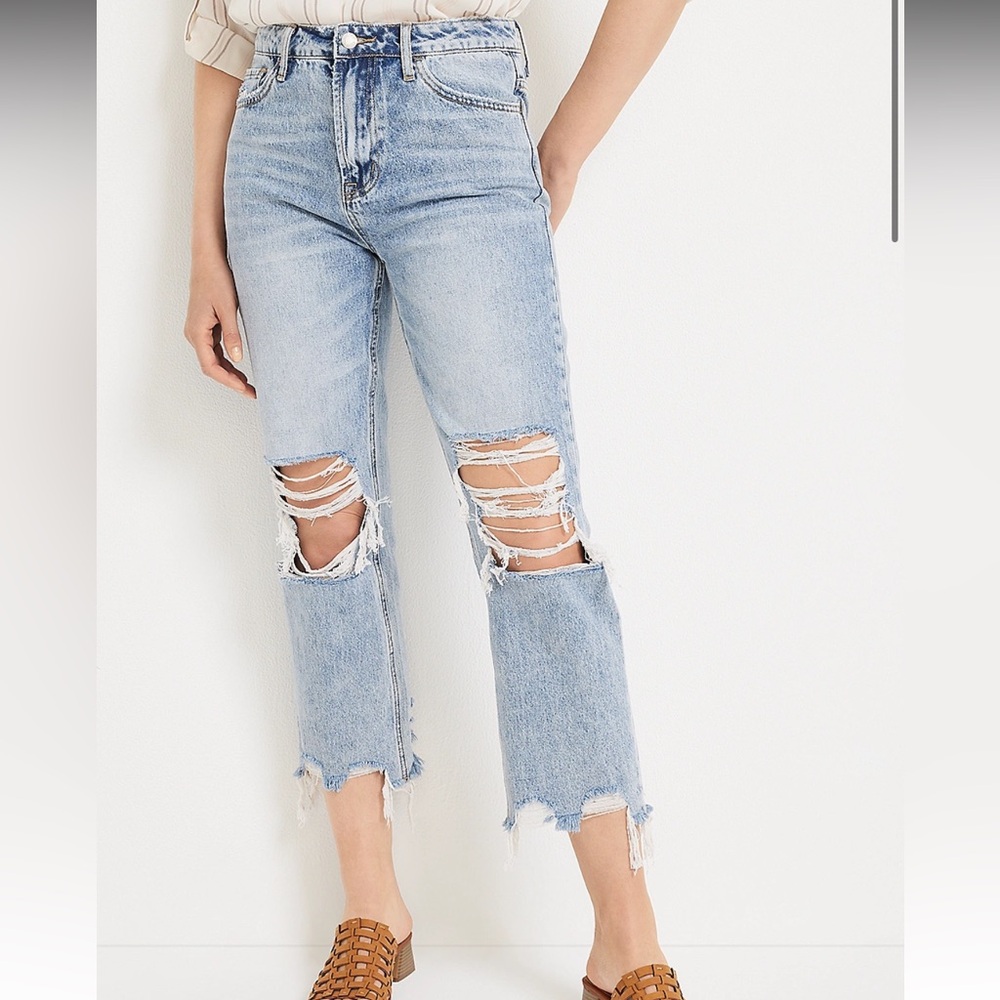VERVET™ Ankle Straight Nonstretch High Rise Ripped Jean